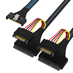 MCIO 8X 转 2*U.2 (SFF-8639)+15P 数据传输线