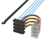 SlimSAS SFF-8654 4i转SAS SFF-8482+ 大4P阵列卡硬盘数据线